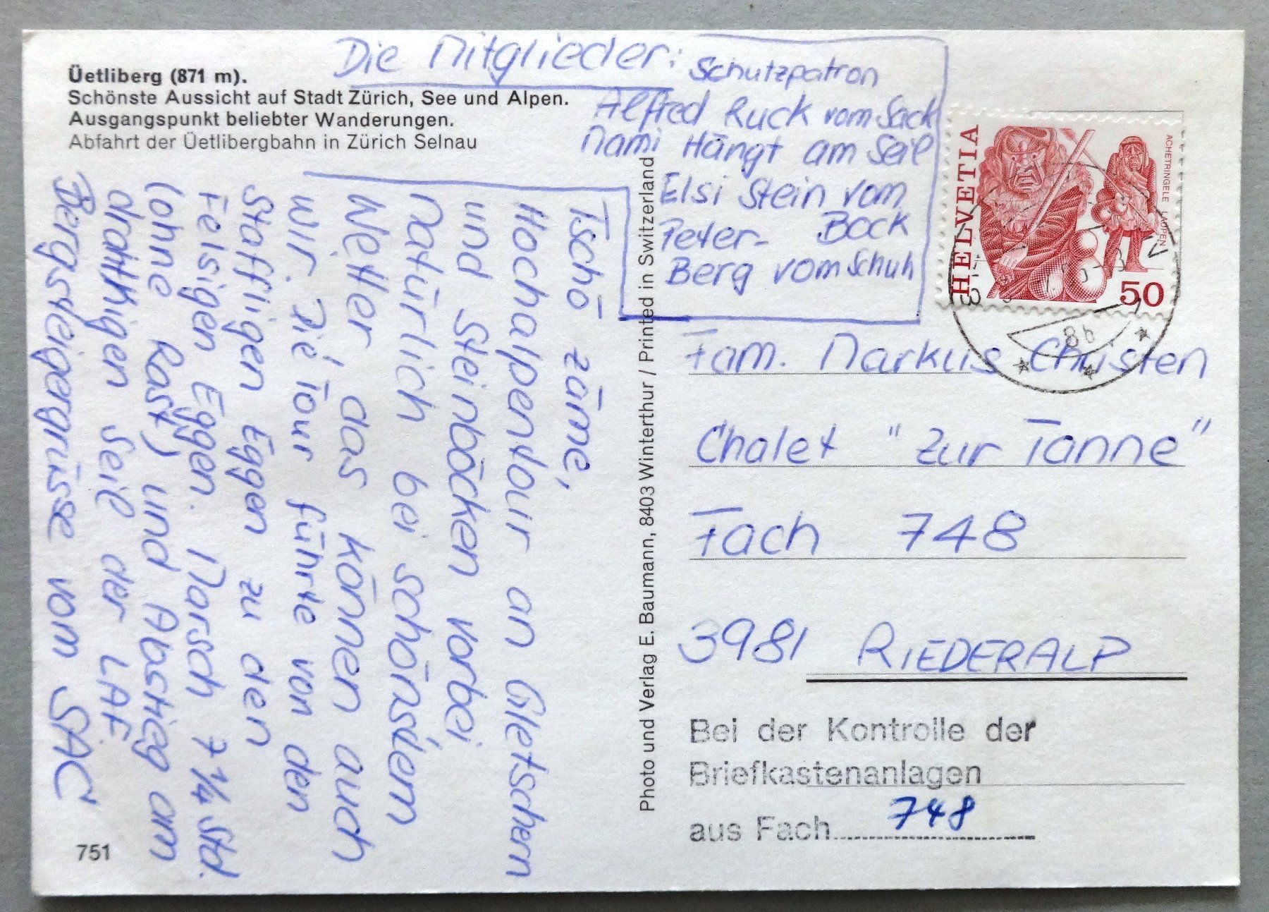 Cartes postales: Üetliberg 871 m – Défectueux à Fétigny par Billy2miny 1