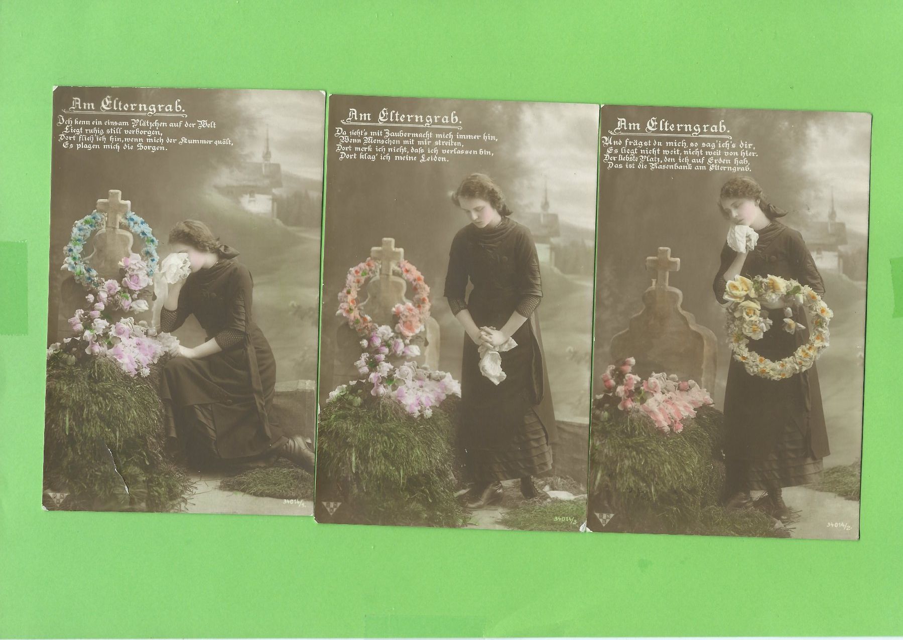 Cartoline postali: 6 Trauerkarten "Am Elterngrab", Postkarten, alt – Usato da Zürich venduto da t24_de