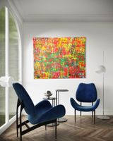 Einzigartiges abstraktes Gemälde, rot/gelb/grün, 150 x 120cm