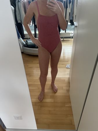 Seafolly Badeanzug, Grösse 36, altrosa, Häkelmuster - Sommer