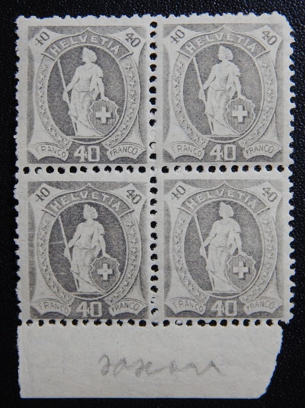 Tutti i francobolli: Schweiz Kat. 97A ** 4-Block 1907 Kat. 320 Fr. – Usato da Zürich venduto da Muehlekauf