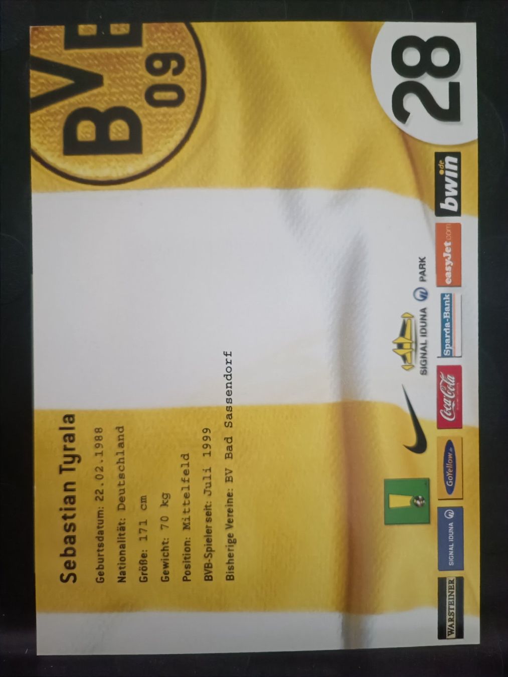 Autografi: Sebastian Tyrala - BVB - Borussia Dortmund - Handsigniert – Usato da Menziken venduto da Artographs 1