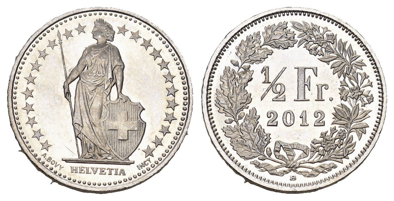 Tutti le monete: Schweiz 1/2 Frankne Abart 2012 – Usato da Bern venduto da numismatictops