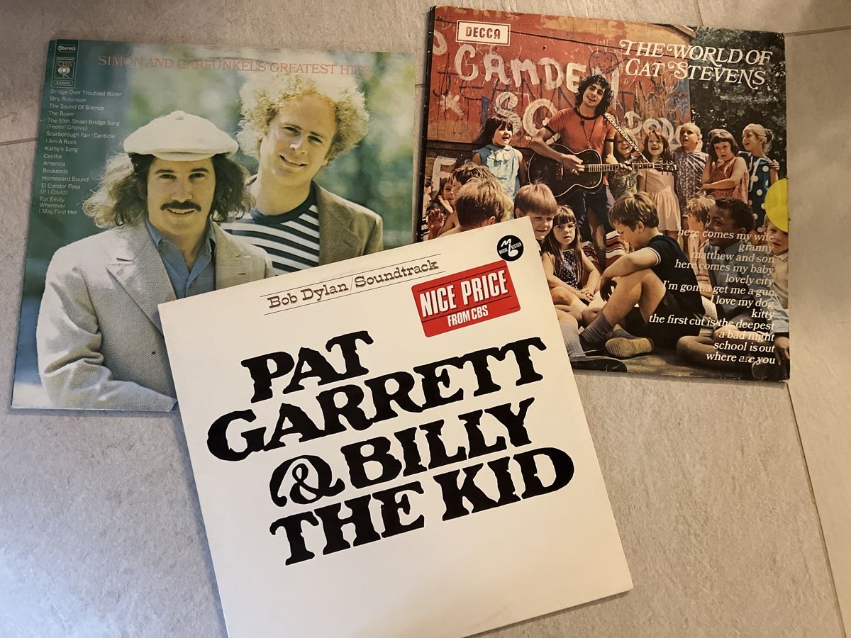 Dischi in vinile: 3 LPs: Simon & Garfunkel, Bob Dylan, Cat Stevens – Usato da Bolligen venduto da Solina12