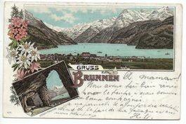 LITHO Gruss aus BRUNNEN 1899 Axenstrasse