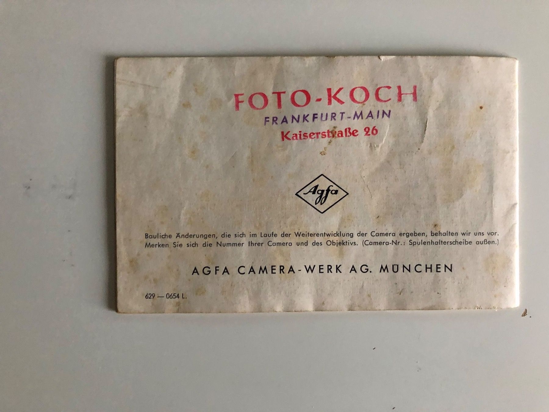 Dokumente: Gebrauchsanweisung AGFA ISOLETTE II – Gebraucht aus Niederurnen von Guste 2