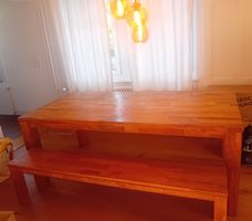 Holztisch mit Bank Massivholz geölt L. 200cm B. 90cm