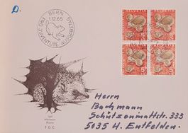 5 Pro Juventute Ersttagsbriefe 1965 Bern mit Briefmarken