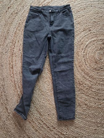 Skinny High Waist Skinny Jeans L stretch Hose grau