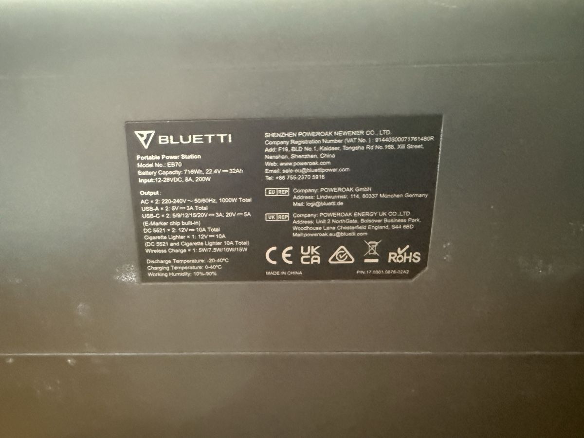 Bluetti Batterie: Bluetti EB70 Powerstation – Usato da Fraubrunnen venduto da Spidu1 2