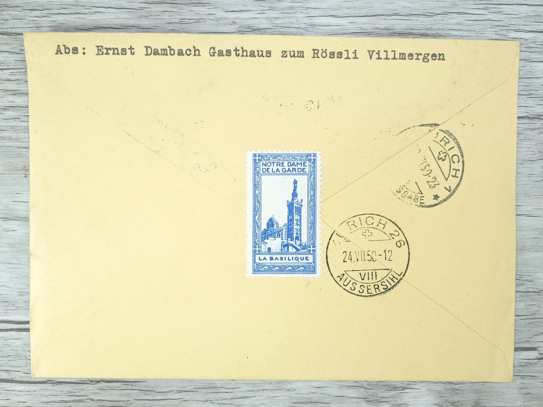 Alle Briefmarken: TR72 Enveloppe + Timbre Suisse 1950 / Vignette – Gebraucht aus Cousset von Patrick_Collections 1