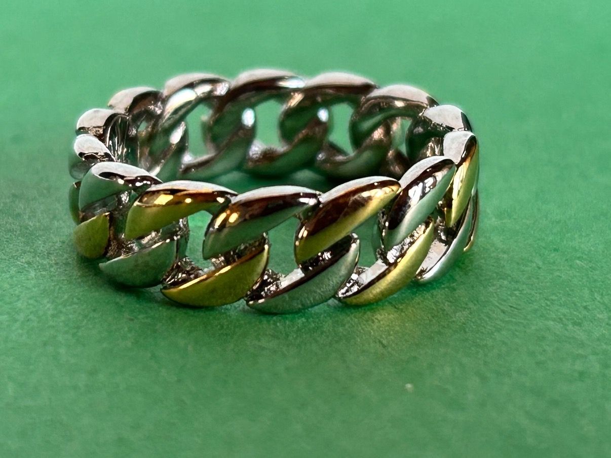 Ringe: Panzerketten Ring silbergold (57) – Gebraucht aus Laufen von Bellavitaboom
