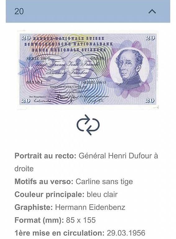 Billets de banque: Billet de banque Suisse – D'occasion à Corcelles-pres-Concise par Dilem 2