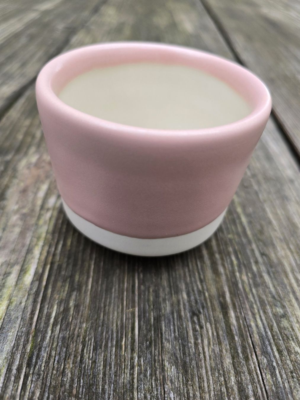 Tazze: Keramik: Kaffeebecher-Set weiss/rosa 2-tlg. – Nuovo (secondo la descrizione) da Romanshorn venduto da Rachacha 1