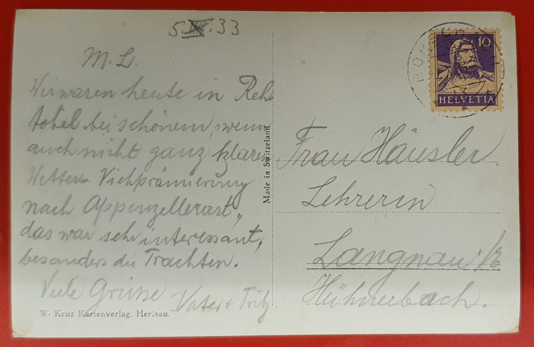 Ansichtskarten: Rorschach 1933 – Gebraucht aus Kreuzlingen von Rschweiz1 1