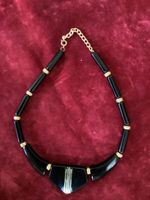 Vintage  Halskette schwarz mit Goldenem Verschluss 24 cm