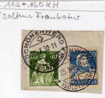 Rollenmarke 113 + 160 RM auf Briefstück