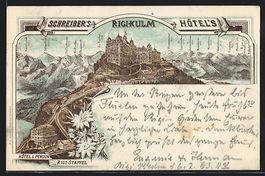 Vorläufer-Lithographie Rigi-Kulm, 1893,