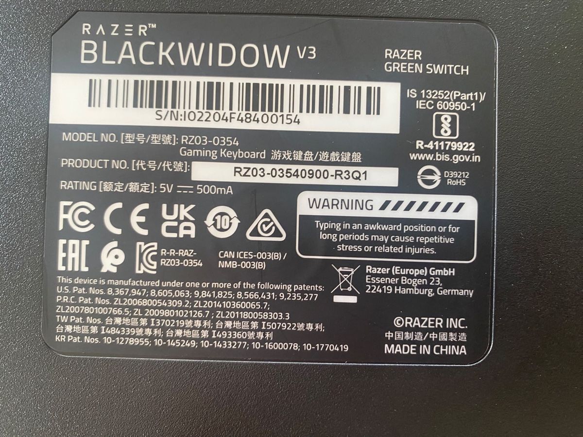 Razer Tastiere: Keyboard - Razer Blackwidow V3 – Usato da Ettingen venduto da cab_nvv5 8