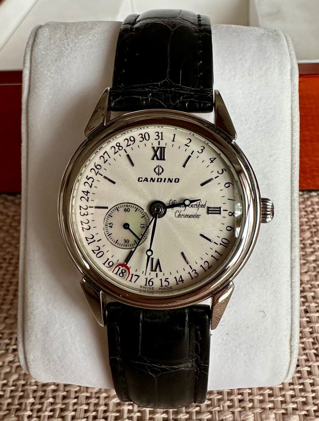 Candino Uhren: Genauer Chronograph ETA 2824-2 revidiert mit Prüfprotokol – Neu (gemäss Beschreibung) aus Uznach von Workshop-WM