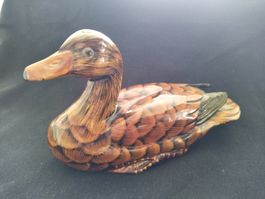 Canard en bois vintage, sculpté et peint à la main.