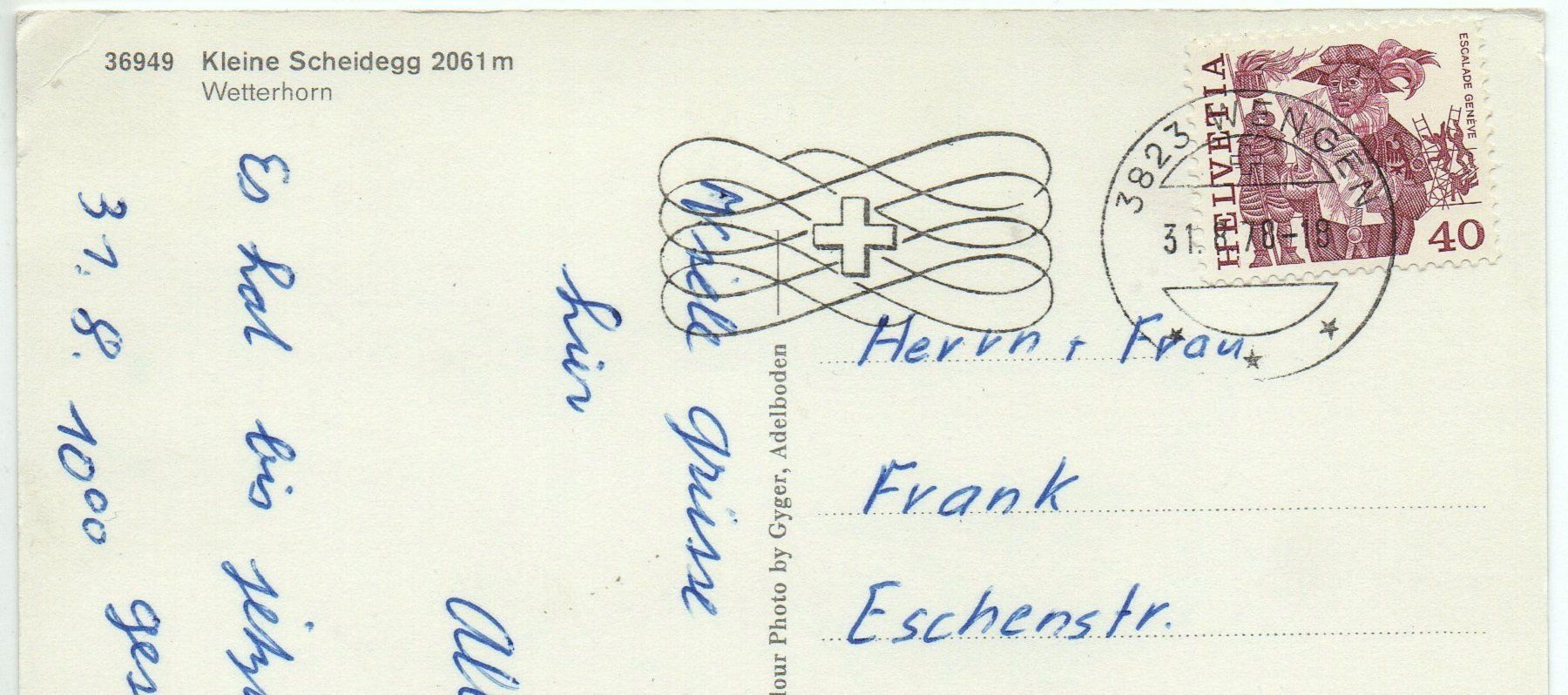 Cartoline postali: GRINDELWALD KLEINE SCHEIDEGG Bahn Bahn Bahn – Usato da Jona venduto da philajona 1