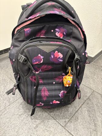Satch Schulrucksack mit Etui Blumenmuster pink/lila, top Zus