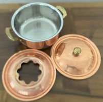 Hochwertiger Kupfer-Fonduetopf mit Spritzschutz-Deckel