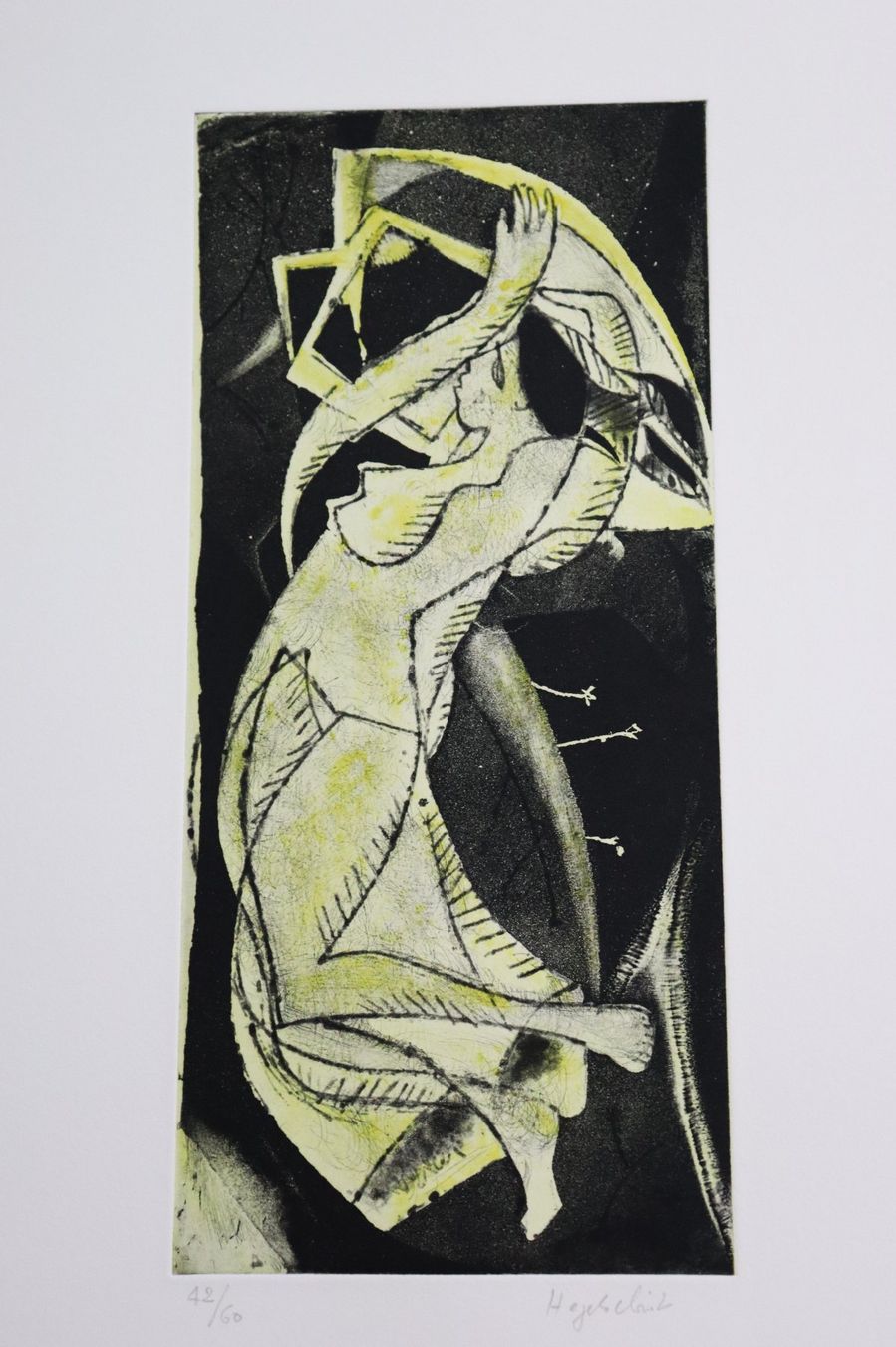 Dipinti: Max Hegetschweiler 1902-1995, Farbradierung "Engel", selten. – Usato da Zug venduto da Kunst-Fundgrube 1