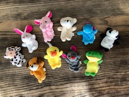 10 Stk Fingerpuppen Tiere Frosch, Hase, Ente, Kuh, etc.
