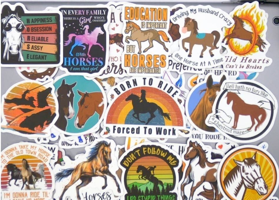 50 tlg Stickerset Pferd Ross reiten Stall Cowboy Horse Fury (Neu und ...