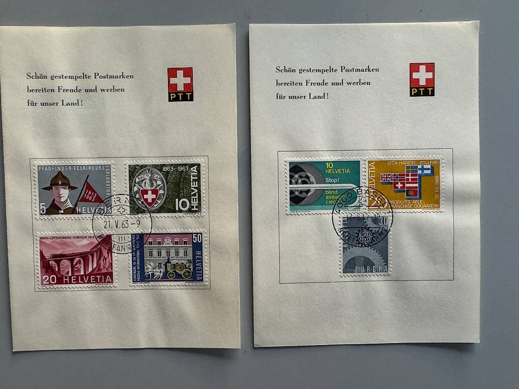 Tutti i francobolli: 72 Briefmarken-Doppelkarten + -Postkarten Schweiz – Usato da Basel venduto da Chregu07