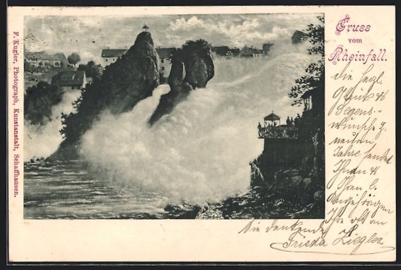Cartoline postali: AK Rheinfall, Teilansicht mit Wasserfall – Usato da Berlin venduto da bartko-reher