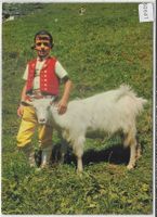 Knabe mit Appenzellertracht und Ziege - chevre