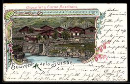 Lithographie Guttannen, Panorama, Reklame Chocolat & Cacao M