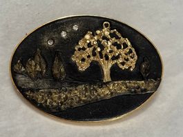 Vintage Brosche Baum Design, goldfarben, neuwertig!