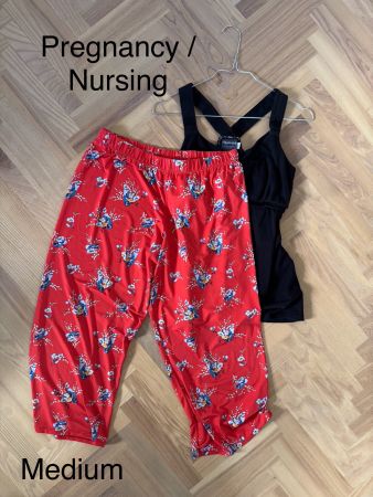 Umstandsmode PJs, Stillshirt und Hose, Gr. M, Sommer