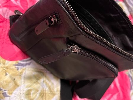 Leder Umhängetasche Schwarz,---