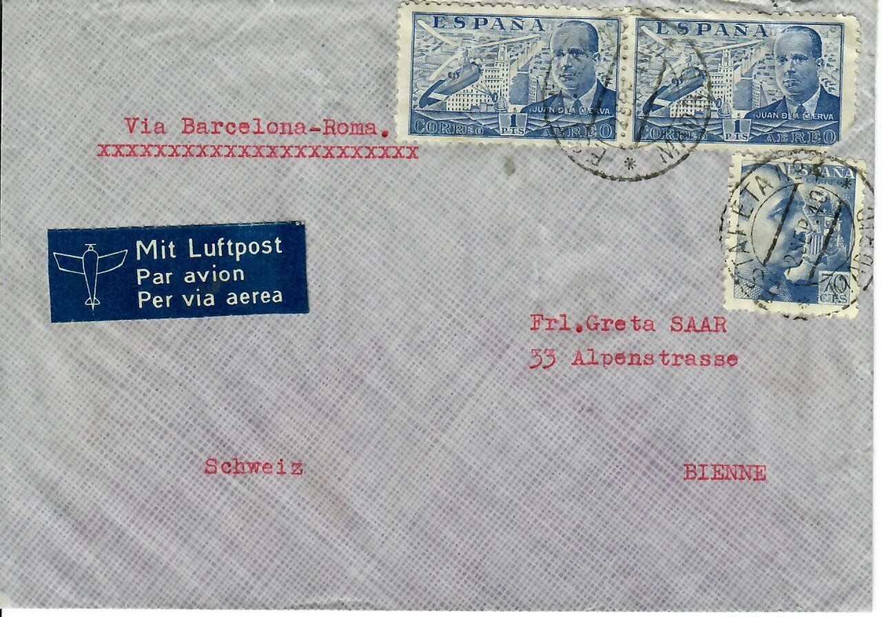 Tutti i francobolli: Brief, Spanien Flugpost Zensur – Usato da Hochdorf venduto da Ziegel-16