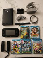 Nintendo Wii U Konsole Schwarz mit 5 Spiele, Top Zustand!