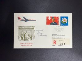 Swissair Erstflugbrief Genf - Casablanca 1965