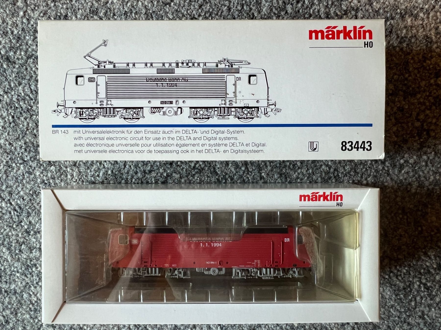 Märklin Modelleisenbahnen: Märklin 83443 BR143 DB 1.1.1994 Delta Digital – Neu (gemäss Beschreibung) aus Sion von noe_b5w8
