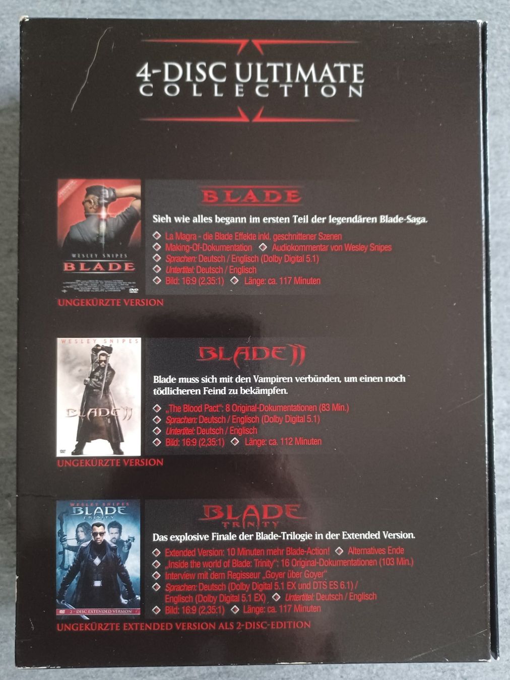 Blade Trilogy Ultimate Collection DVD Box (Neu (gemäss Beschreibung ...
