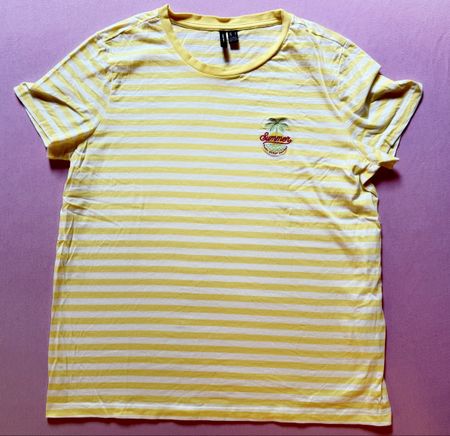 T-shirt Vero Moda rayé jaune/blanc (L) - Comme neuf