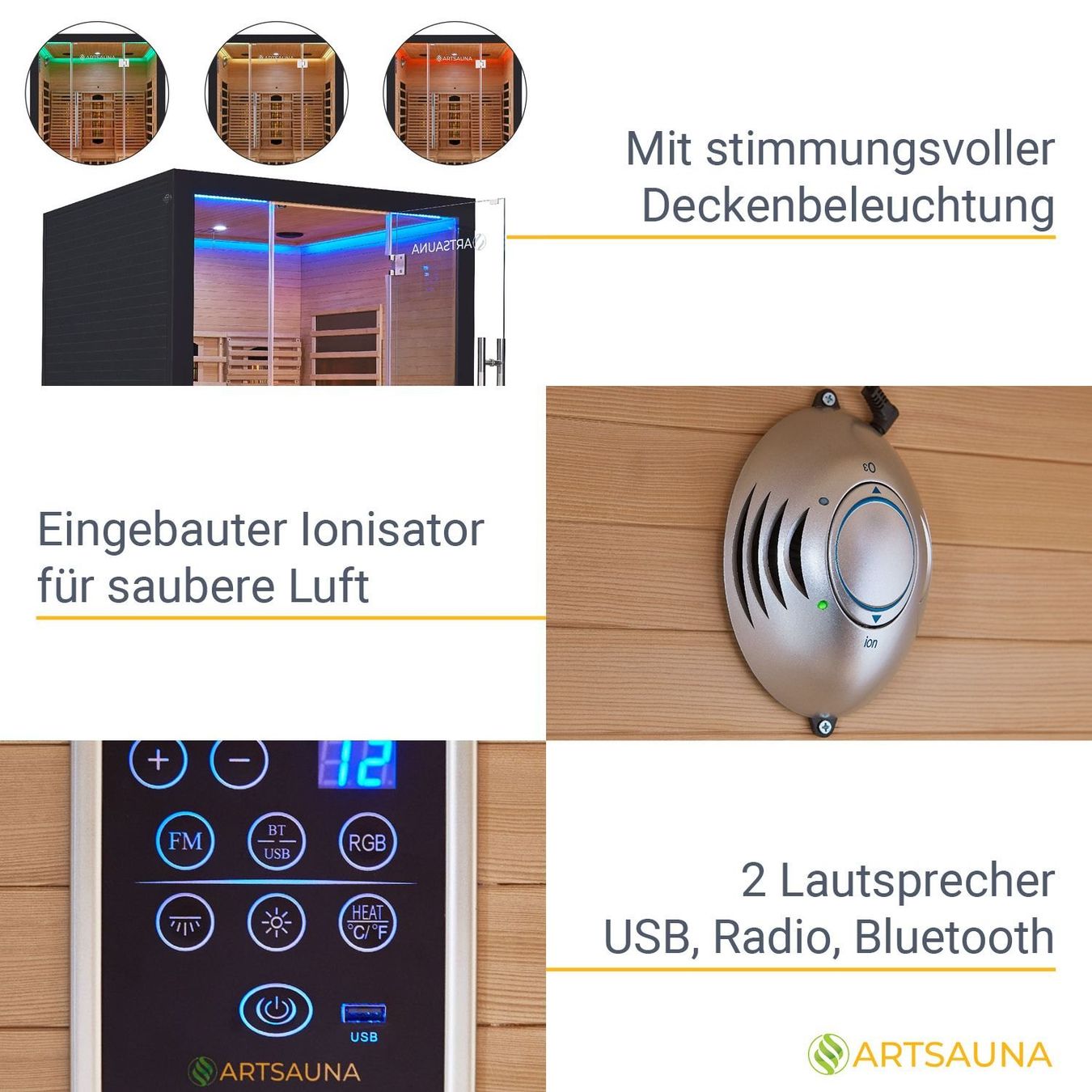 Sauna & Zubehör: Infrarotsauna ANCONA2 mit Triplex-Heizsystem - 150x150x190cm – Neu und originalverpackt aus Wallenwil von toesstal-vertrieb 4