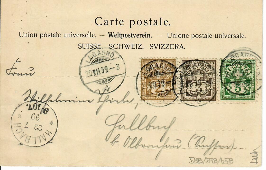 Cartoline postali: Locarno  1899 - siehe Frankatur – Usato da Hochdorf venduto da Ziegel-16 1