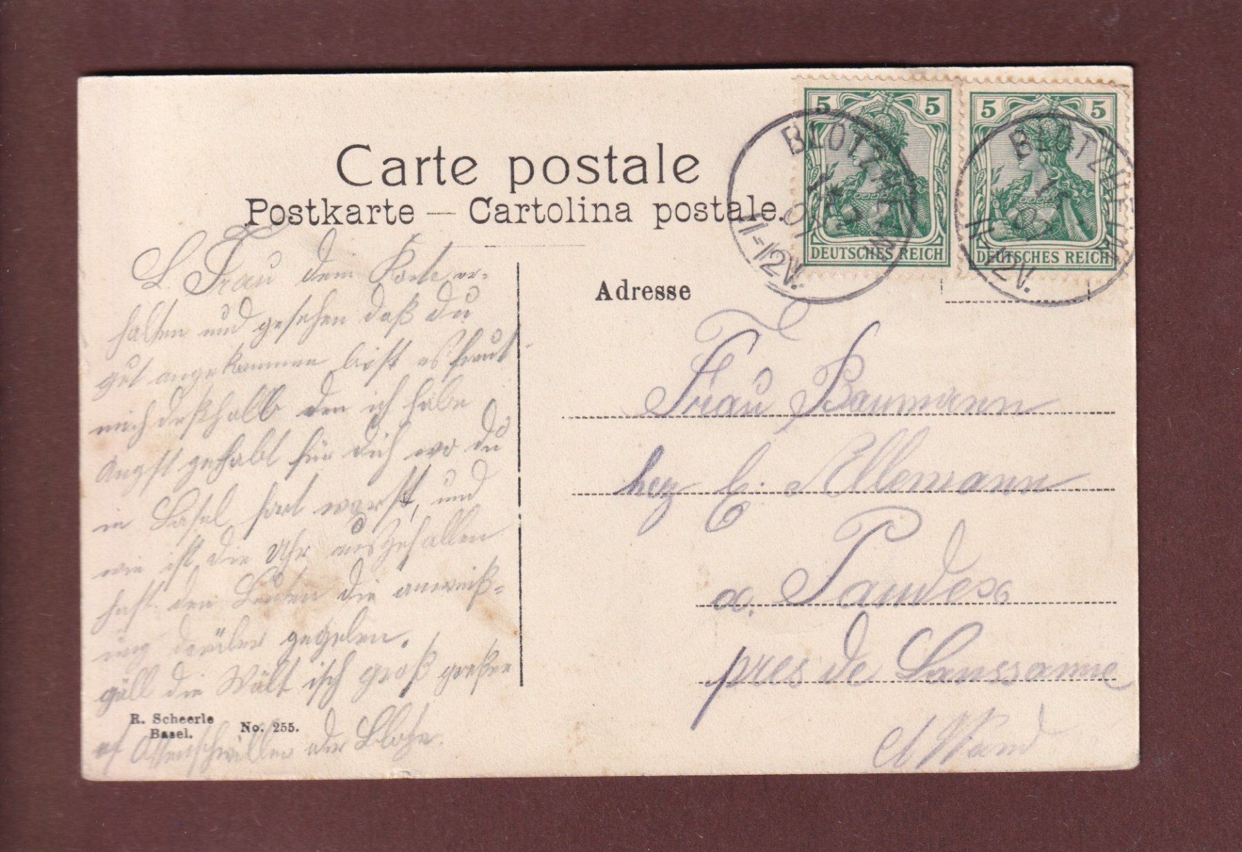 Cartoline postali: BASEL - Pfalz mit Münster - 1907 – Usato da Pully venduto da nicecards 1