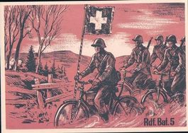Armée Suisse, Rdf. Bad.5, Cyclistes et Drapeau (101)