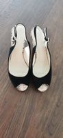 Sandaletten SCHWARZ GR. 39, PEEP-TOE PLATTFORM, LEDER