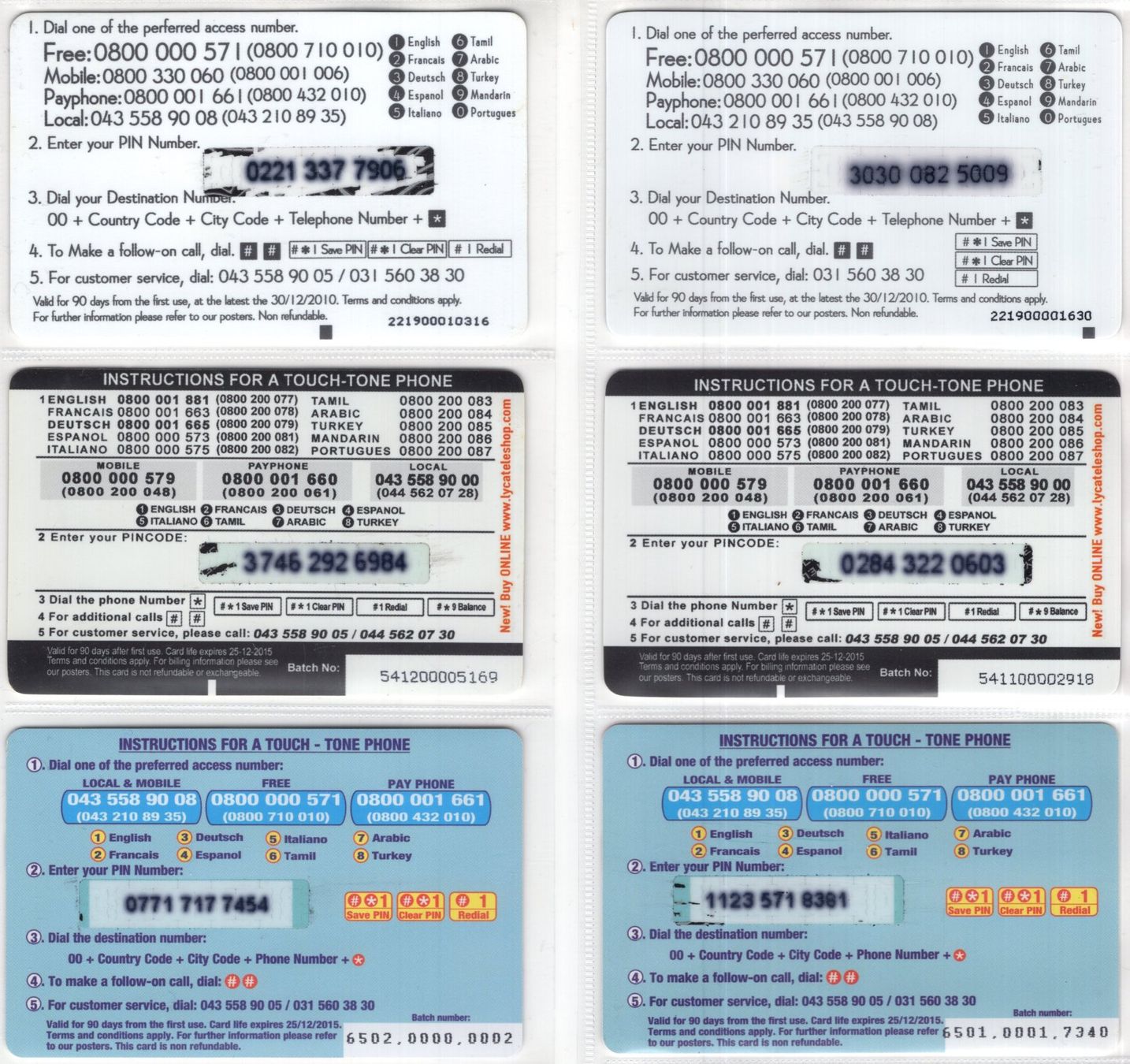 Schede telefoniche: Revenge / ROXY / Pronto - 6 Prepaid Telefonkarten – Usato da Eglisau venduto da Chperfins 1